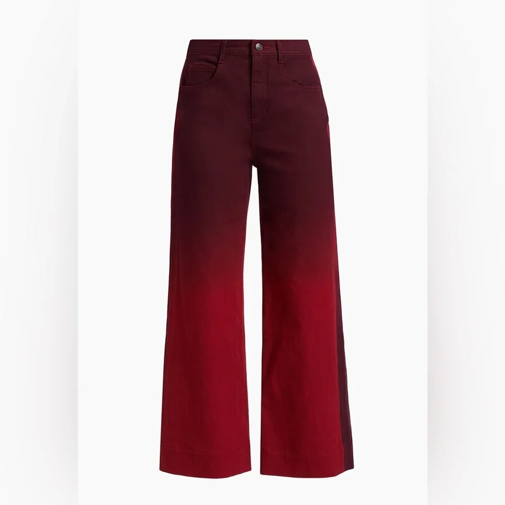 NEW SET NEW Cinq a Sept Red Ombre Wide Leg Pants & Jacket Set - Picture 4 of 8